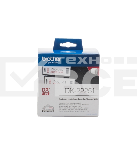 Картридж ленточный Brother DK22251 62 мм, 15.24 м, красный шрифт, белый фон, для Brother QL-570