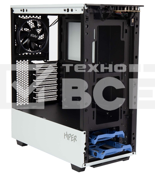 Компьютерный корпус Hiper PW81 белый без БП ATX 3x120мм 2xUSB2.0 2xUSB3.0 audio bott PSU