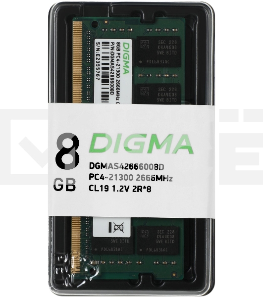 Оперативная память Digma, DDR4, 8GB (1x8 GB), 2666 MHz, CL19, SO-DIMM