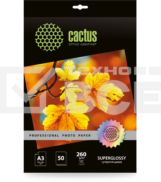 Фотобумага Cactus Prof CS-HGA326050 A3/260г/м2/50л./белый глянцевое для струйной печати