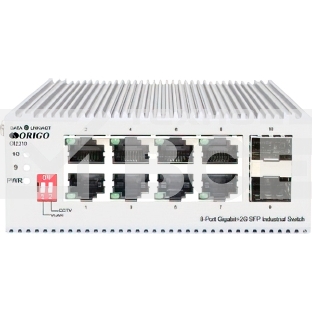 Коммутатор ORIGO Unmanaged Industrial Switch 8x1000Base-T, 2x1000Base-X SFP, Surge 4KV, -40 to 75°C