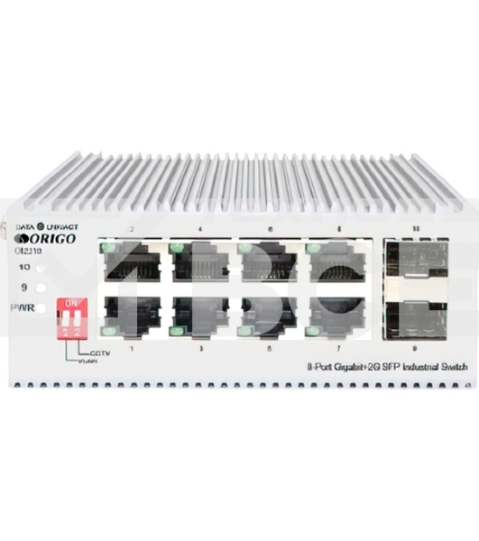 Коммутатор ORIGO Unmanaged Industrial Switch 8x1000Base-T, 2x1000Base-X SFP, Surge 4KV, -40 to 75°C