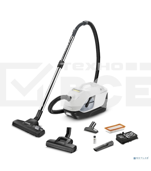 Пылесос Karcher DS 6 Plus белый/черный, 350/650 Вт, уборка влажная/сухая, пылесборник контейнер 2 л