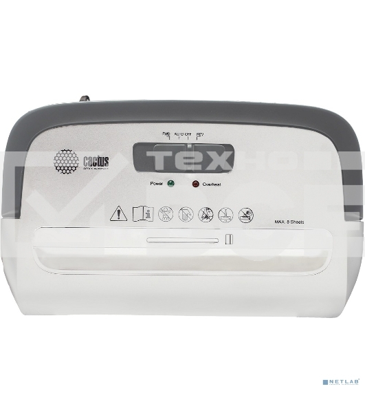 Шредер Cactus CS-SH-C3, белый (секр.P-4) фрагменты 8лист. 13лтр. скрепки скобы пл.карты