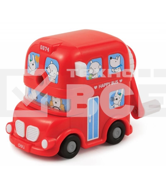 Точилка для карандашей механическая Deli BUS E0674 1 отверстие пластик ассорти коробка