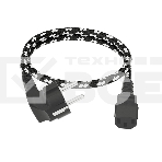 Кабель питания GCR 2.0m, евровилка угловая Schuko - С13, текстиль, черно-белый, 3x0,75мм, фото3