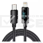 Кабель Rexant Type-C – Lightning для Apple, 3А, 1м, в черной нейлоновой оплетке, с LED-дисплеем, фото2