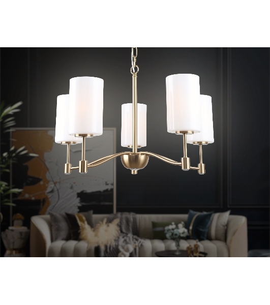 Люстра Ambrella light LH56051/5 BS/FR латунь/белый матовый E14*5 max 40W D590*950