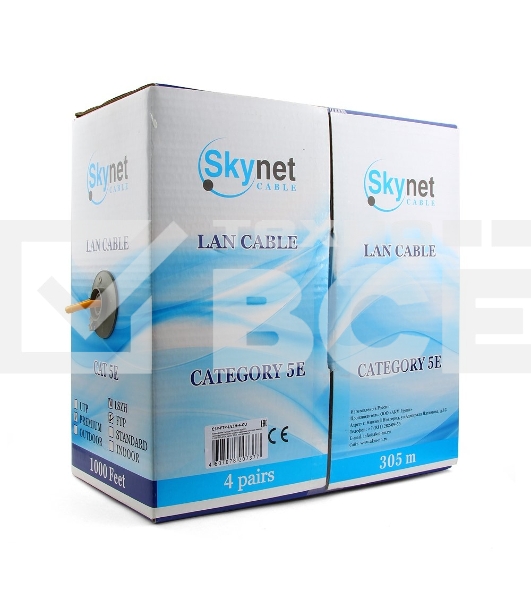 Кабель SkyNet Premium FTPнг-LSZH 4x2x0,51, низкое дымовыделение, нулевое содержание галогенов, медный, FLUKE TEST, кат.5e, однож., 305 м, box, оранжевый