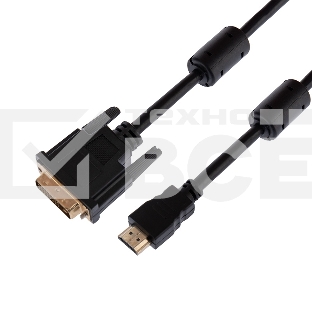 Шнур HDMI - DVI-D с фильтрами, длина 7 метров (GOLD) (PE пакет) Rexant