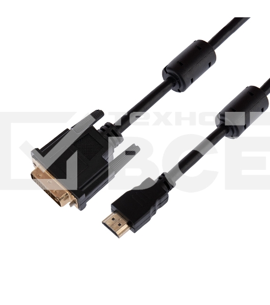 Шнур HDMI - DVI-D с фильтрами, длина 7 метров (GOLD) (PE пакет) Rexant