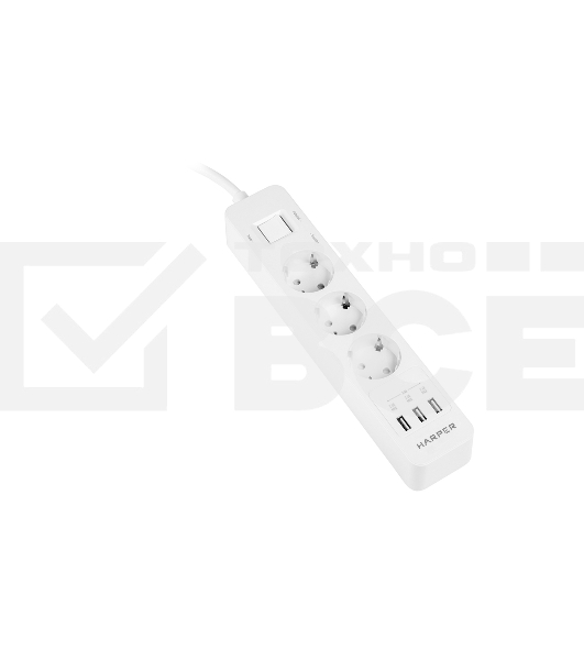 Удлинитель с USB зарядкой Harper UCH-330 White