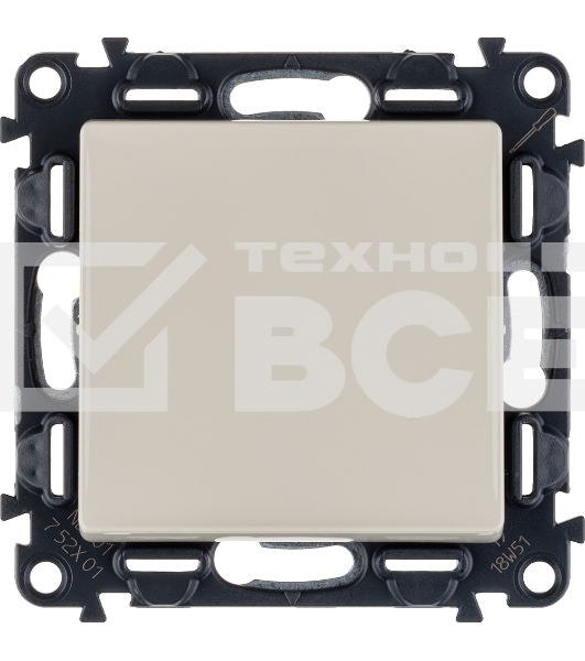 Механизм выключателя 1-кл. СП Valena Life 10А IP20 250В 10АХ с лицевой панелью; безвинтовые зажимы сл. кость Legrand 752501