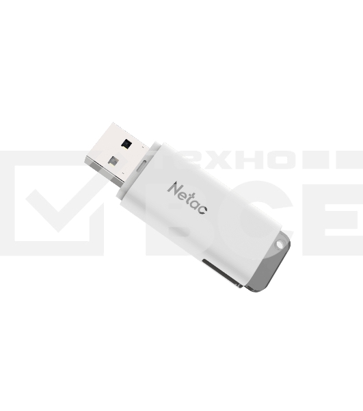 Флеш диск Netac U185 128Gb <NT03U185N-128G-20WH>, USB2.0, с колпачком, пластиковая белая