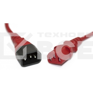 Шнур для блока питания Hyperline PWC-IEC13-IEC14, IEC 320 C13, вилка C14, 3 м, 10А, провода 3 х 1,0 кв. мм, красный