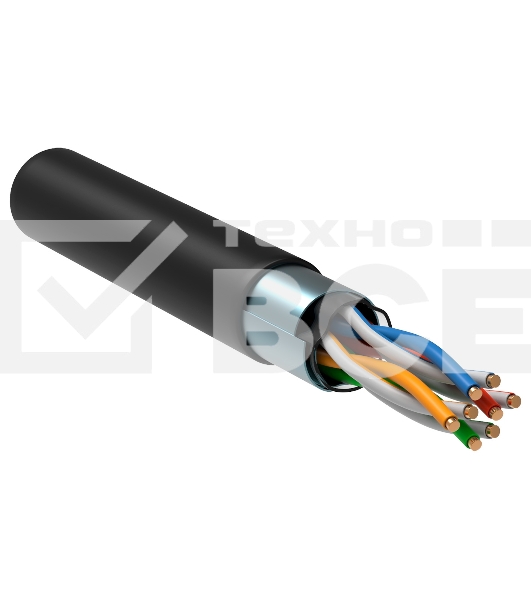 Кабель связи ITK витая пара F/UTP, кат.5E 4х2х24AWG solid, LDPE, 305м, черный