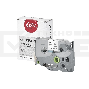 Кассета с лентой S'OK by Sakura Printing TZES241 для Brother, черный на белом, 18мм/8м, наклейка