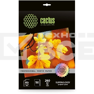 Фотобумага Cactus Prof CS-HGA526050 A5/260г/м2/50л./белый глянцевое для струйной печати