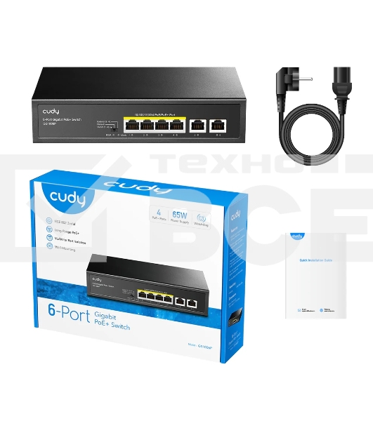 Коммутатор Cudy GS1006P (L2) 6x1Гбит/с 6PoE+ неуправляемый