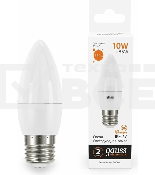 Лампа Elementary Свеча 10W 750lm 3000K E27 LED