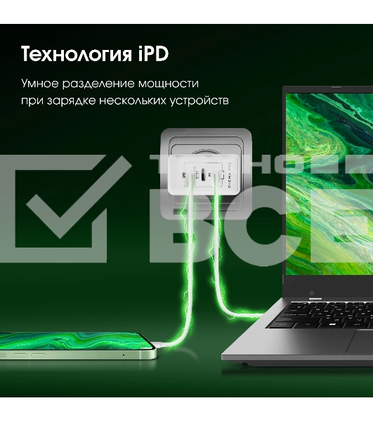 Сетевое зарядное устройство Digma Pro DPW6B 65W 3.25A (PD+QC) 2хUSB-C/USB-A универсальное белый (DPW6B5GX12WH)