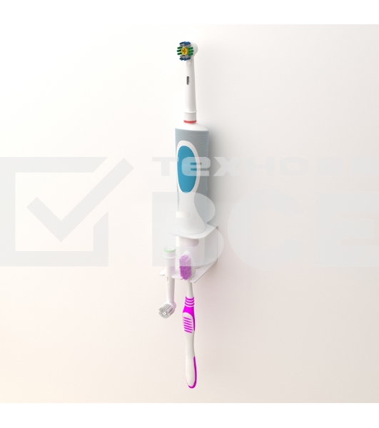 Держатель Rexant для хранения электрических зубных щеток и насадок, монтаж без сверления, белый