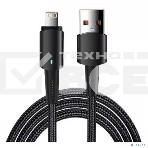 Кабель Rexant USB-A - Lightning для Apple, 2,4А, 1м, в черной нейлоновой оплетке, со световой индикацией, фото2