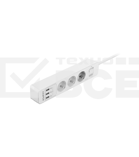 Удлинитель с USB зарядкой Harper UCH-330 White