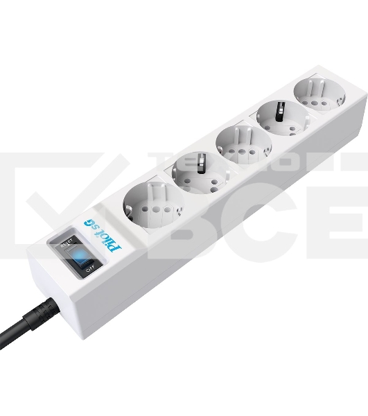 Сетевой фильтр Pilot SG 3 м, 5 розеток, белый, коробка