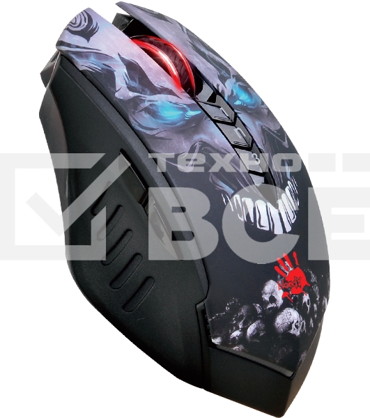 Мышь беспроводная A4Tech Bloody R80 Plus Skull черный, 5000 dpi, радиоканал, USB, кнопки - 8