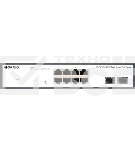 Неуправляемый PoE-коммутатор ORIGO Unmanaged Switch 8x1000Base-T PoE, 2x1000Base-X SFP, PoE Budget 120W, 19