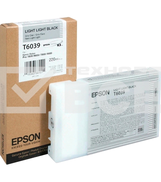 Картридж струйный Epson C13T603900 светло-серый для Epson Sty Pro 7800/9800/7880/9880 (220мл)