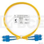 Комм. шнур оптический Cabeus Tight Buffer, Duplex SC/SC, OS2 9/125, LSZH, 1м, Ø 2мм, синий хвостовик, желтый, фото 1