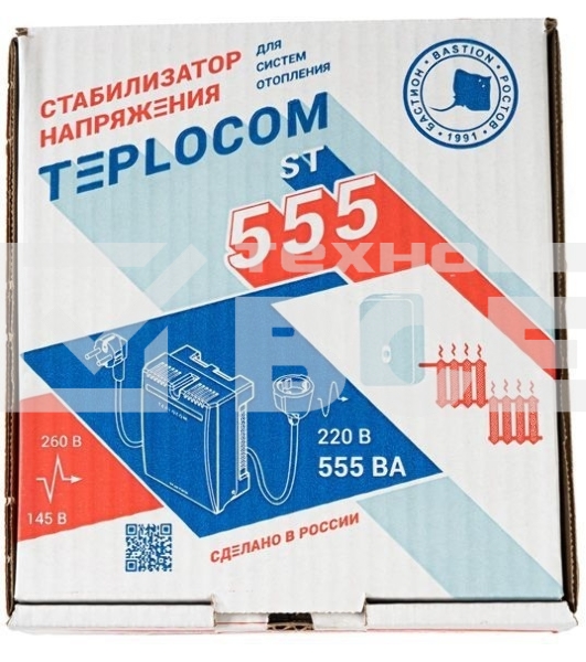 Стабилизатор напряжения TEPLOCOM ST-555 1ф 555В.А 145-275В Бастион 555