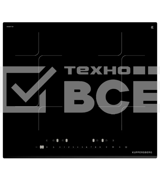 Варочная поверхность Kuppersberg/Варочная поверхность Kuppersberg, индукция, High-Tech, 9 уровней мощности, inverter, таймер, пауза, Booster, автоматическое отключение, Flexi-zone, слайдерное управление, поддержание тепла, черный