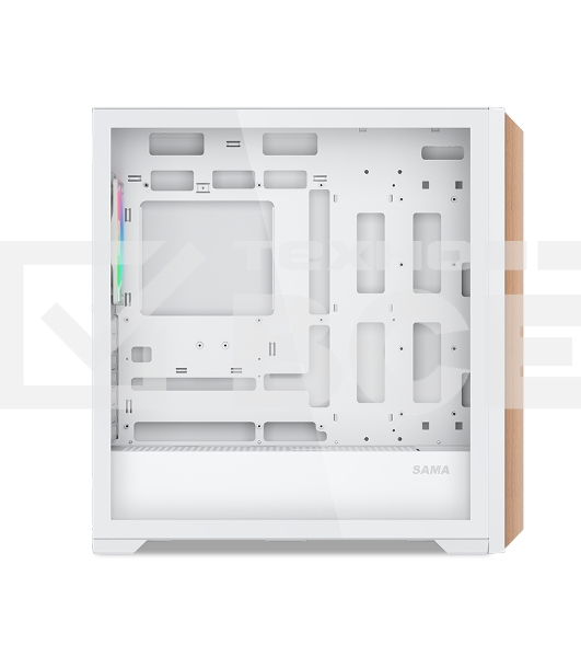 Компьютерный корпус без блока питания SAMA Z60 белый, Midi-Tower, TG, 4x140мм ARGb, 2xUSB 3.0 + 1xUSB 3.1 Type-C, E-ATX, ATX, mATX, mITX белый