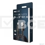 Кабель Rexant USB-A - Lightning для Apple, 2,4А, 1м, в черной нейлоновой оплетке, со световой индикацией, фото3