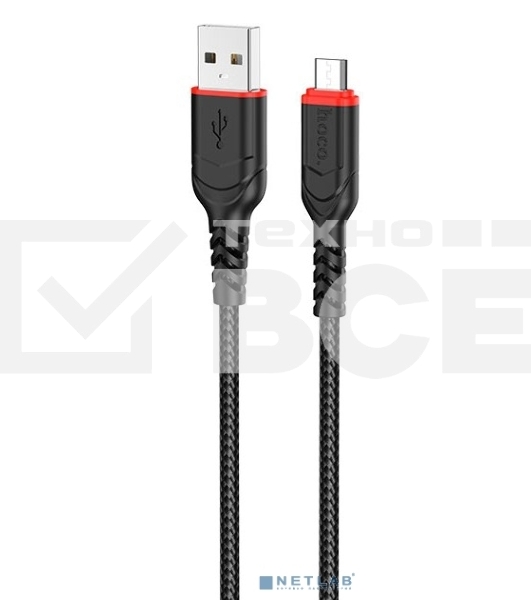Кабель USB Micro/HOCO HC-44890 X59/1m/2.4A/Нейлон/черный