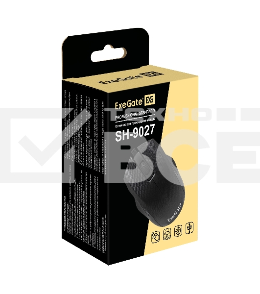 Мышь проводная ExeGate Professional Standard SH-9027 черный, 1000 dpi, USB, кнопки - 3