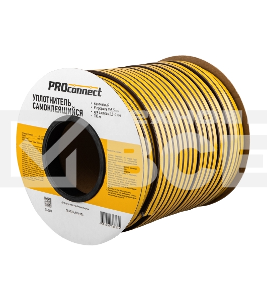 Уплотнитель самоклеящийся, коричневый, Р-профиль 9х5,5мм, для зазоров 2,5-4мм, бухта 100м PROconnect