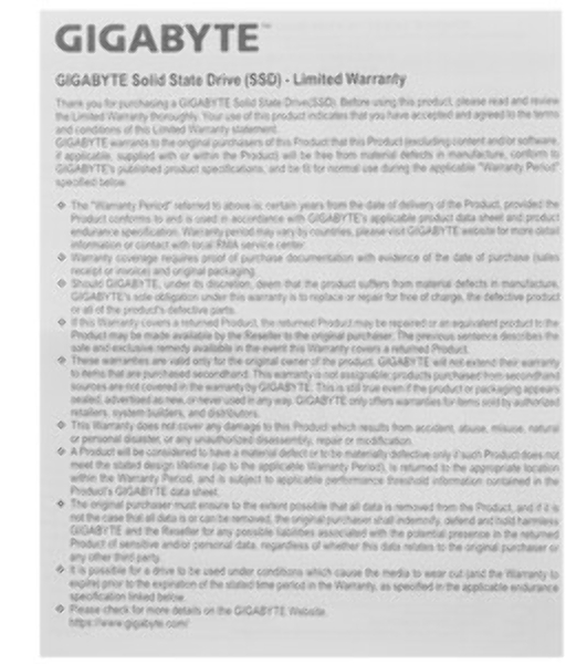 Накопитель SSD GIGABYTE AORUS Gen3 2500E, 500Gb, M.2 2280, PCIe 3.0 x4, NVMe, R/W 2300/1500