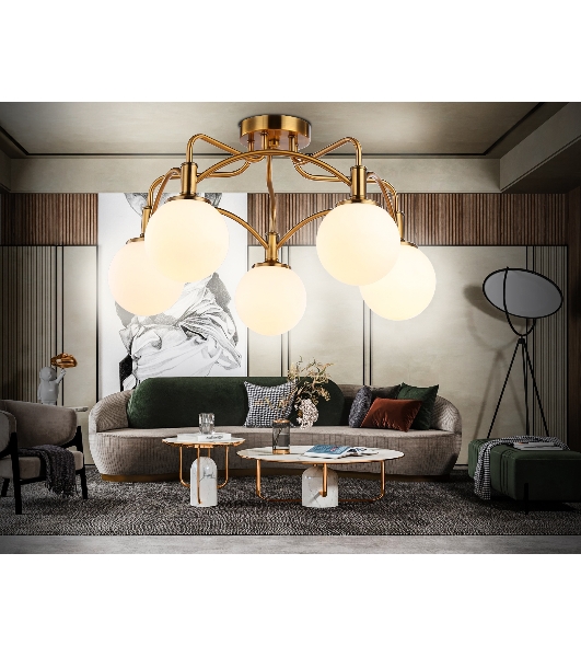Светильник Ambrella light TR3212/5 GD/FR золото/белый матовый  E27*5 max 40W D560*302