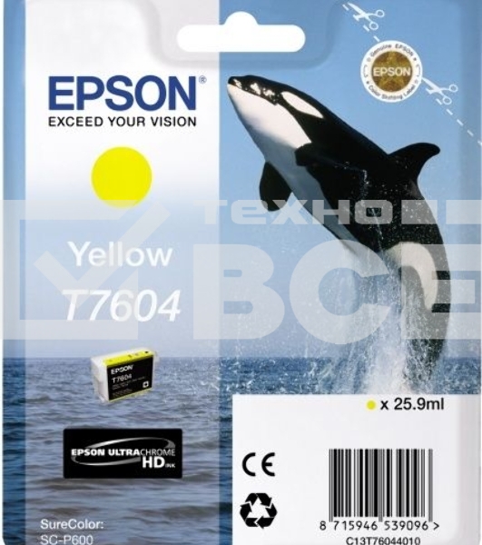 Картридж струйный EPSON C13T76044010 желтый (26 мл) для SC-P600
