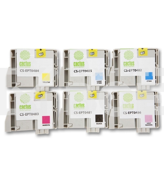 Картридж струйный Cactus CS-EPT0487 многоцветный (88 мл) для Epson Stylus Photo R200/R220/R300/R320/R340/RX500/RX600/RX620/RX640