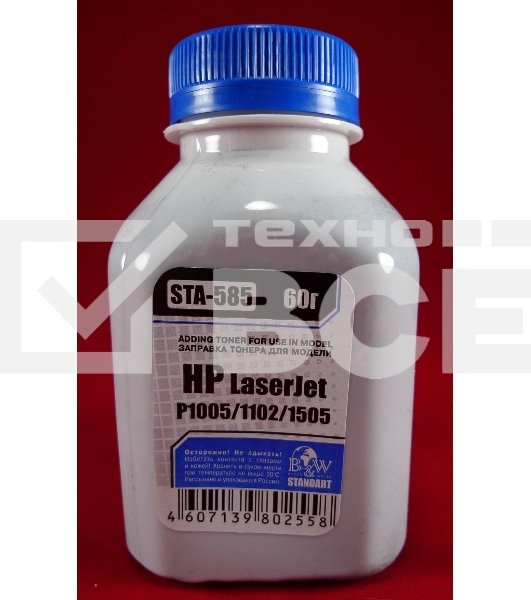 Тонер HP LJ P1005/06/1102/1120/1505/22/66/1606/LBP-3010/3250 (фл.60г) B&W Standart фас России