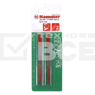 Пилка для лобзика Hammer Flex 204-103 JG WD T101BRдр.\пл, 74мм, шаг 2.5, обр.зуб, HCS, 2шт.