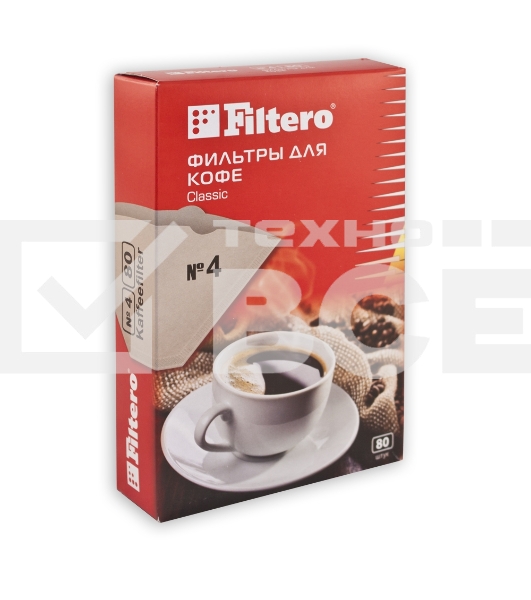 Фильтры для кофе Filtero №4/80,  для кофеварок капельного типа,  бумажные,  80 шт