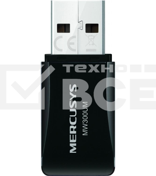 Сетевой адаптер USB2.0 адаптер Mercusys MW300UM, 300Мбит/с, компактный