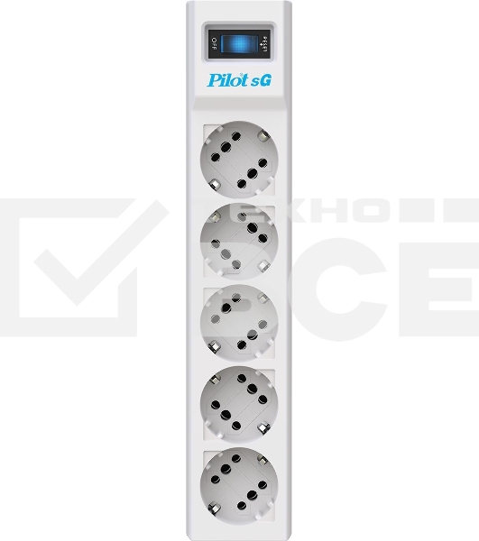 Сетевой фильтр Pilot SG 3 м, 5 розеток, белый, коробка