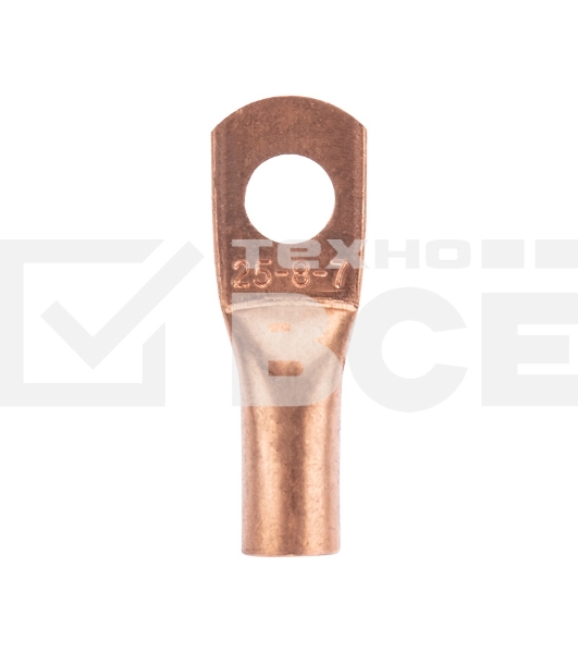 Наконечник медный ТМ 25-8-7 (25мм² - Ø8мм) (в упак. 100 шт.) Rexant